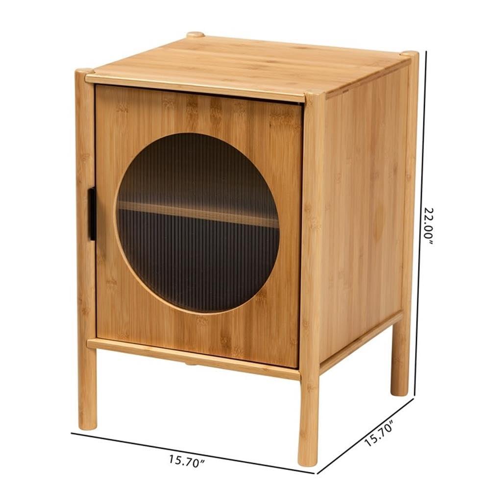 Naresh Bamboo Wood 1 Door End Table Natural Brown - Baxton Studio