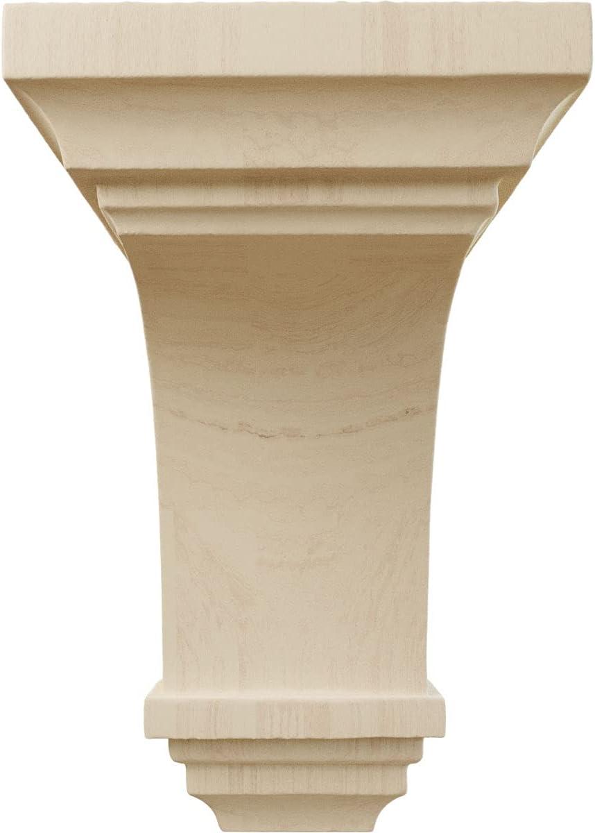 Ekena Millwork 3 1/2"W x 3 3/4"D x 6"H Mini Jefferson Wood Corbel, Rubberwood