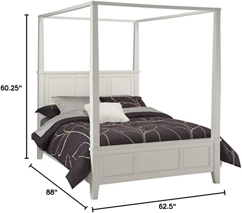 Homestyles Naples Off White Wood Queen Bed and Nightstand