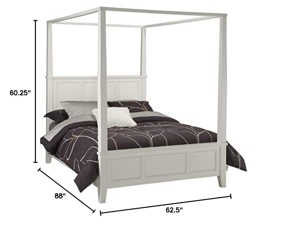 Homestyles Naples Off White Wood Queen Bed and Nightstand