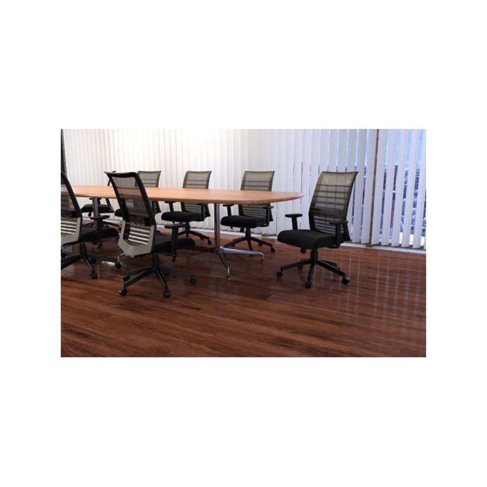 Linear Mesh Task Chair Black - Boss Office Products: Synchro-Tilt, Adjustable Arms, 275lbs Capacity