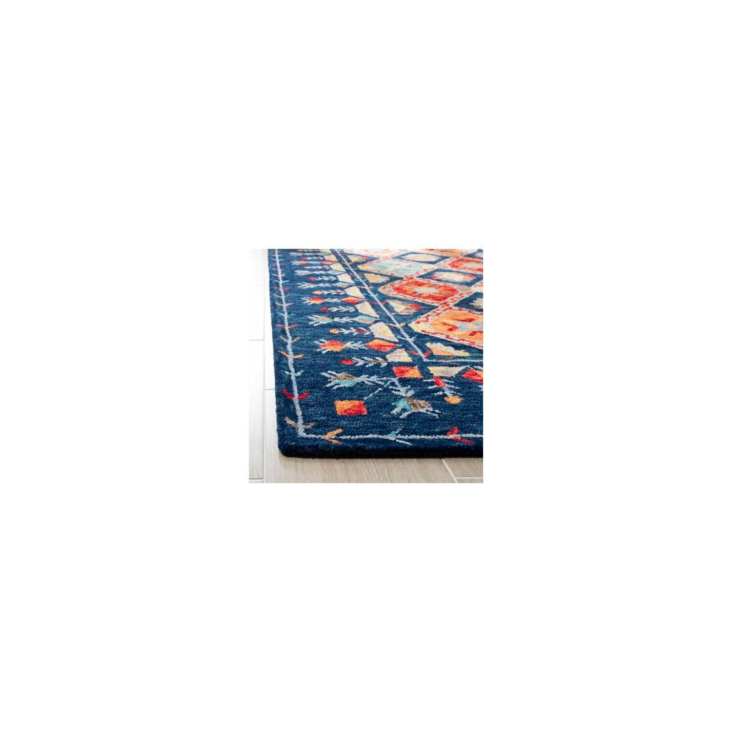 Aspen APN515 Hand Tufted Area Rug - Navy/Orange - 3'x3' - Safavieh.