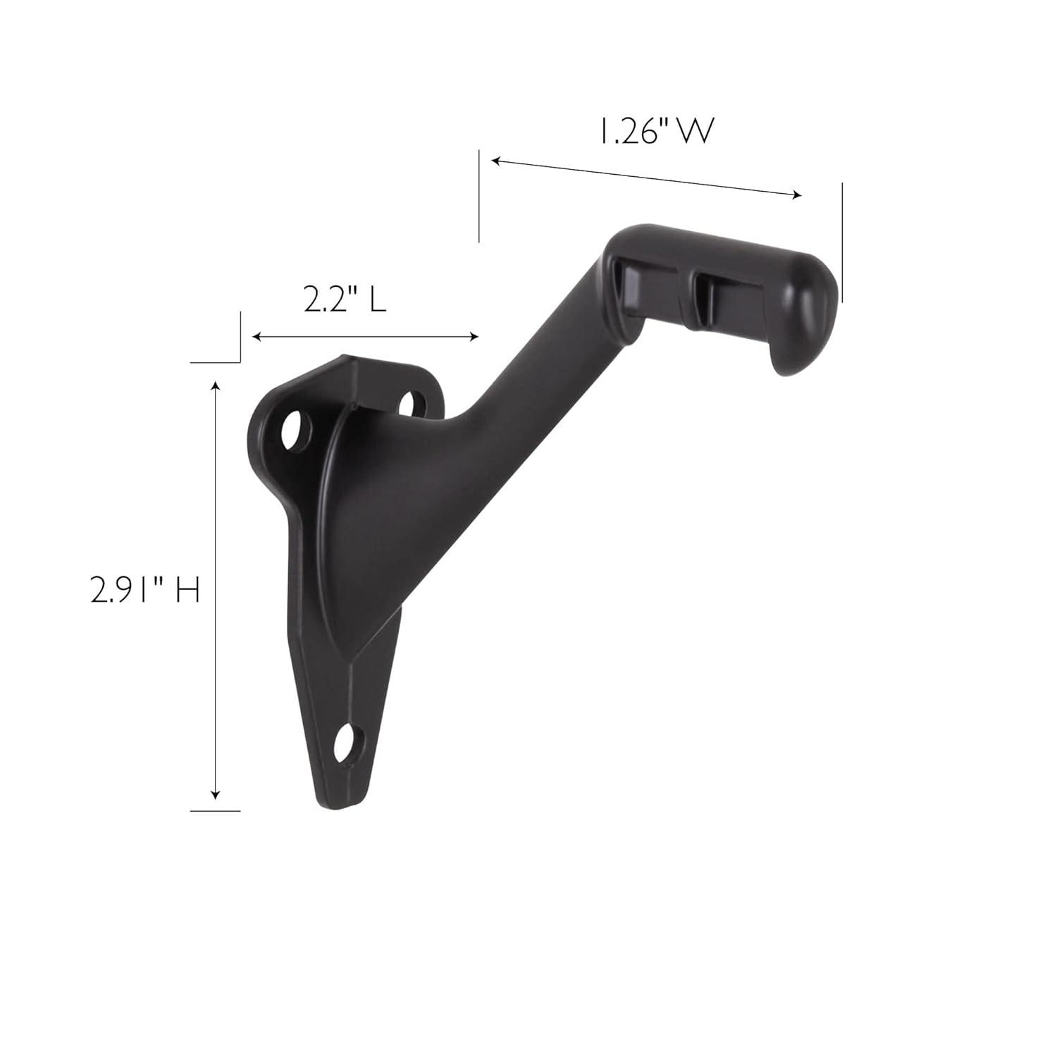 Design House 2.91" H x 2.2" W x 1.26" D Standard Handrail Bracket Heavy Duty Hardware for Stairways in Home or Office, Matte Black (Set of 5)