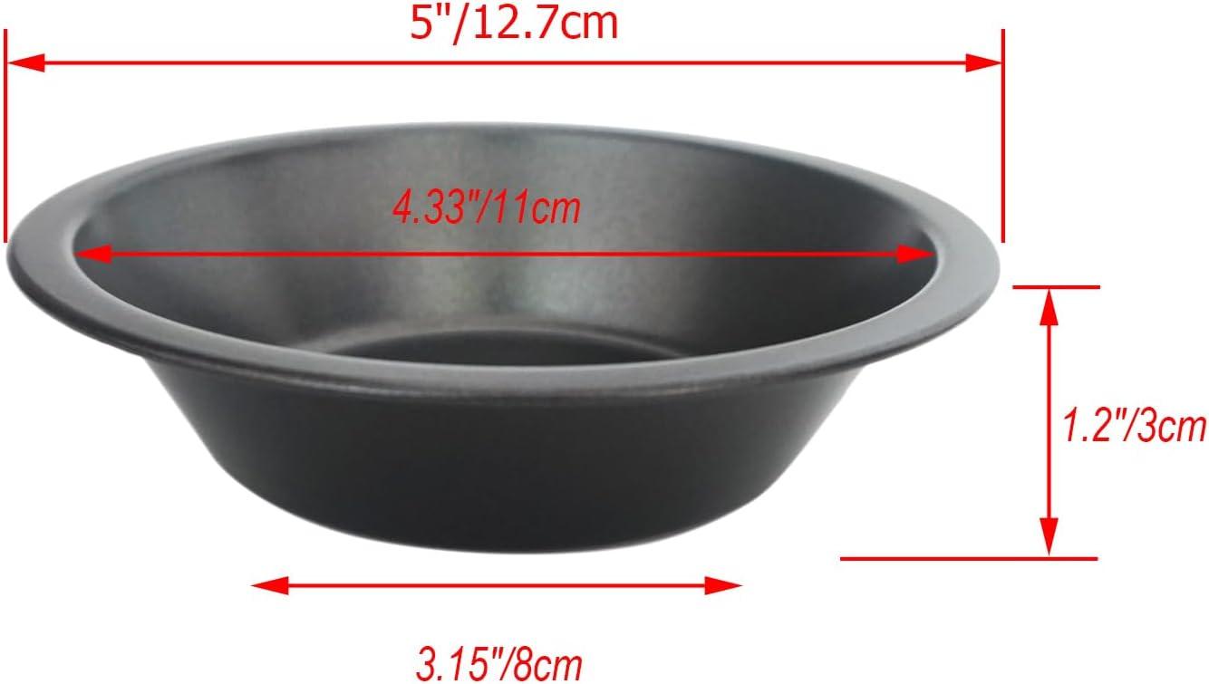 8 PACK Mini Pie Pans 5 Inch, Small Round Metal Pie Tins, Nonstick Carbon Steel Individual Pie Plate Baking Dish, Pot Pie Tin - for Baking Pies, Crust, Tarts, Black