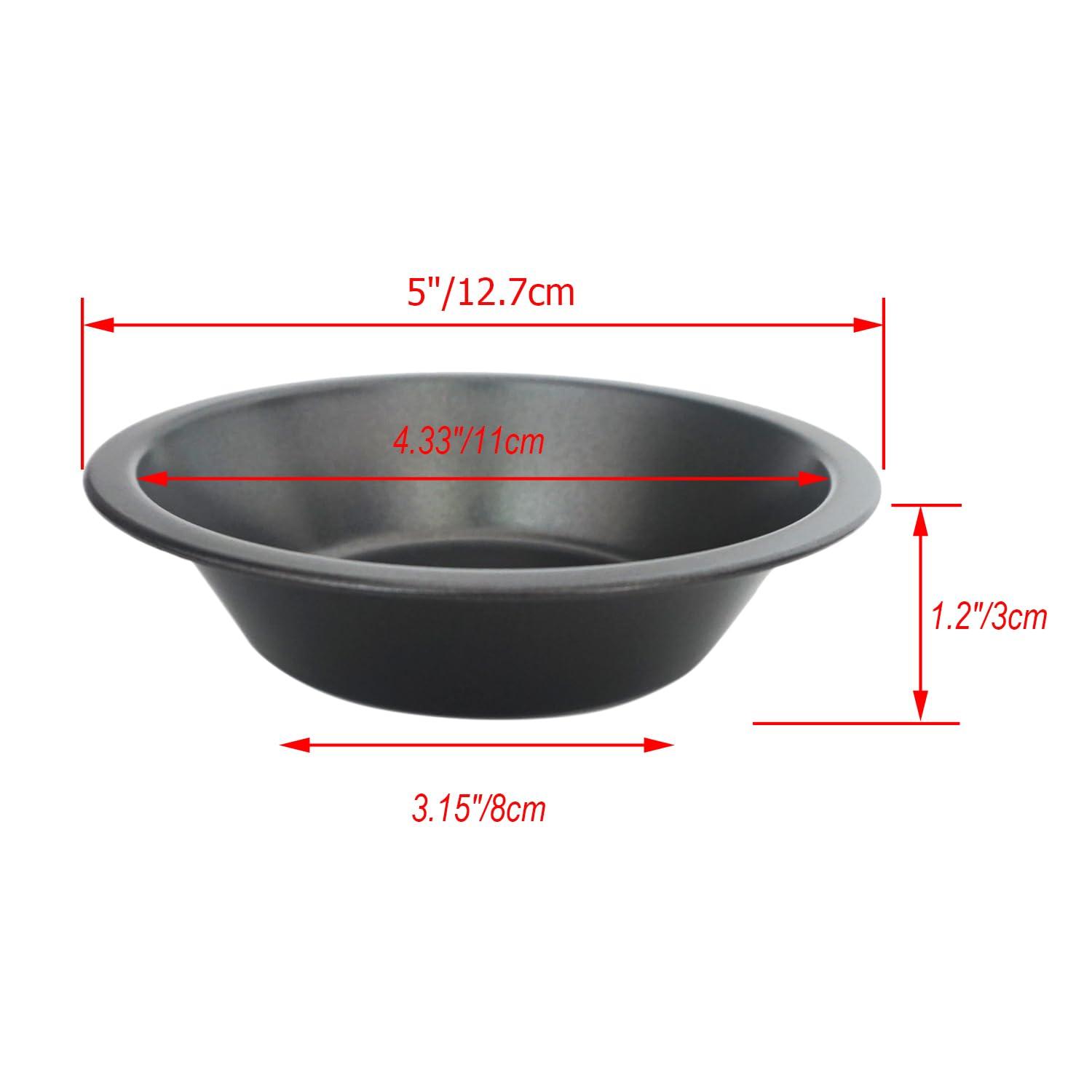 8 PACK Mini Pie Pans 5 Inch, Small Round Metal Pie Tins, Nonstick Carbon Steel Individual Pie Plate Baking Dish, Pot Pie Tin - for Baking Pies, Crust, Tarts, Black