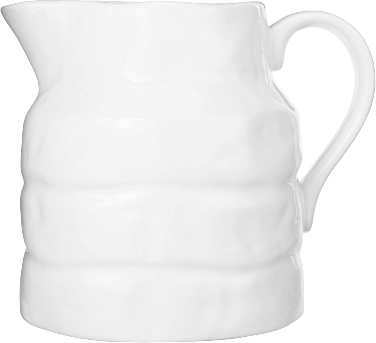 Creative Co-Op White Vintage Stoneware Pitcher Reproduction