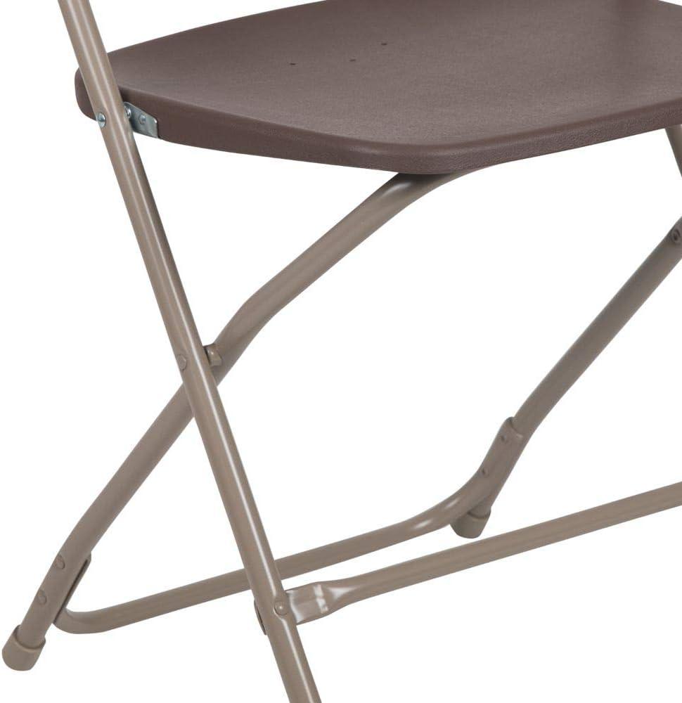 Flash Furniture Hercules Series Plastic Folding Chair Brown - 2 Pack 650LB Weight Capacity Comfortable Event Chair-Lightweight Folding Chair
