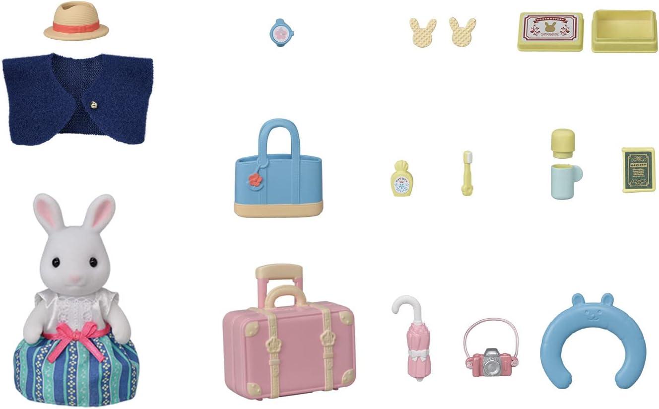 Calico Critters Snow Rabbit Mother's Weekend Travel Set, Dollhouse Playset with Figure and Accessories