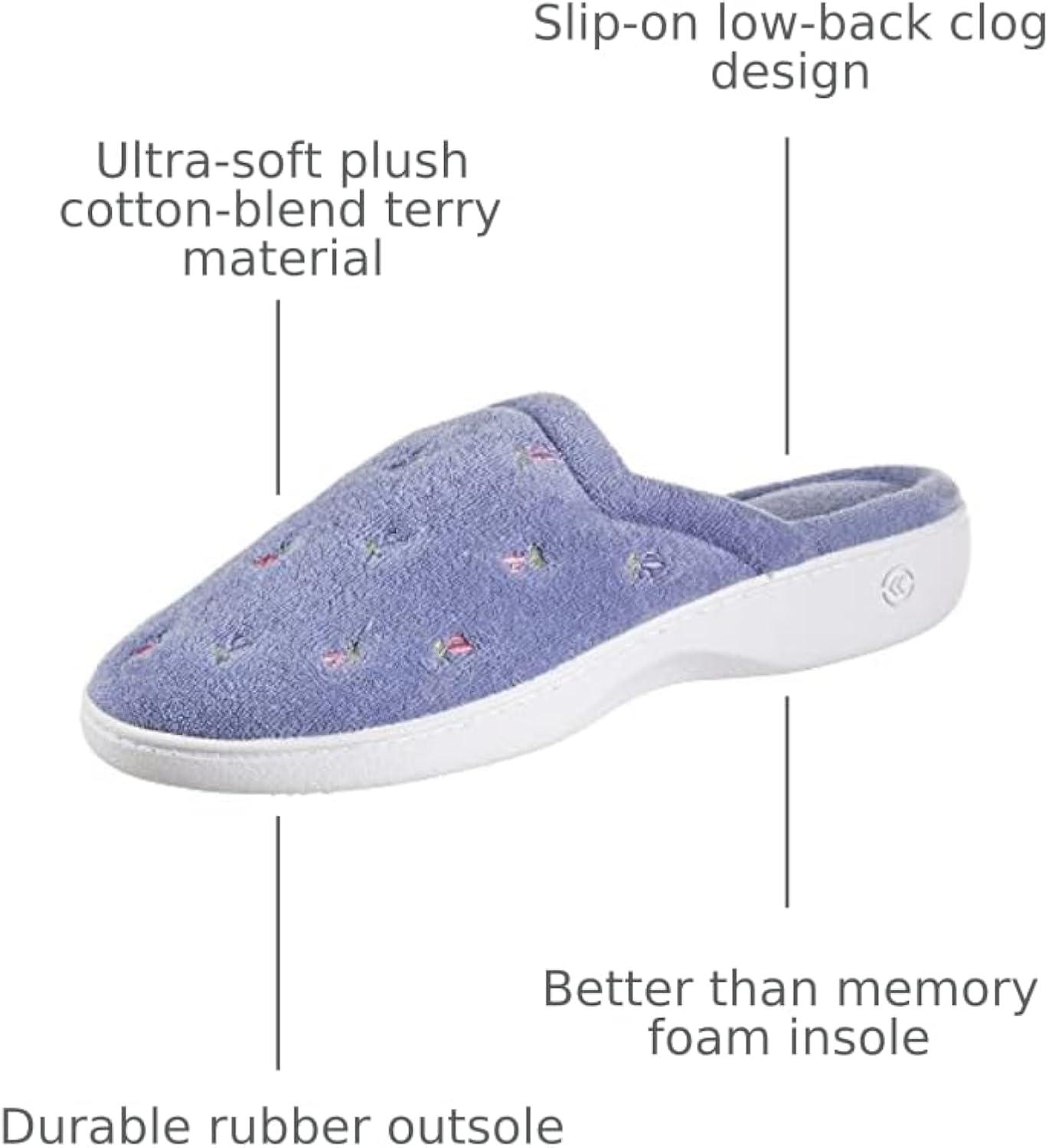 isotoner Women's Classic Terry Clog Slippers Slip on, Periwinkle, 5.5-6
