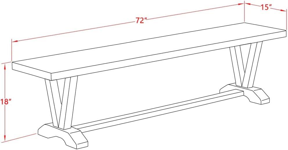 Espresso & Cement Modern Mid-Century Dining Bench 72"