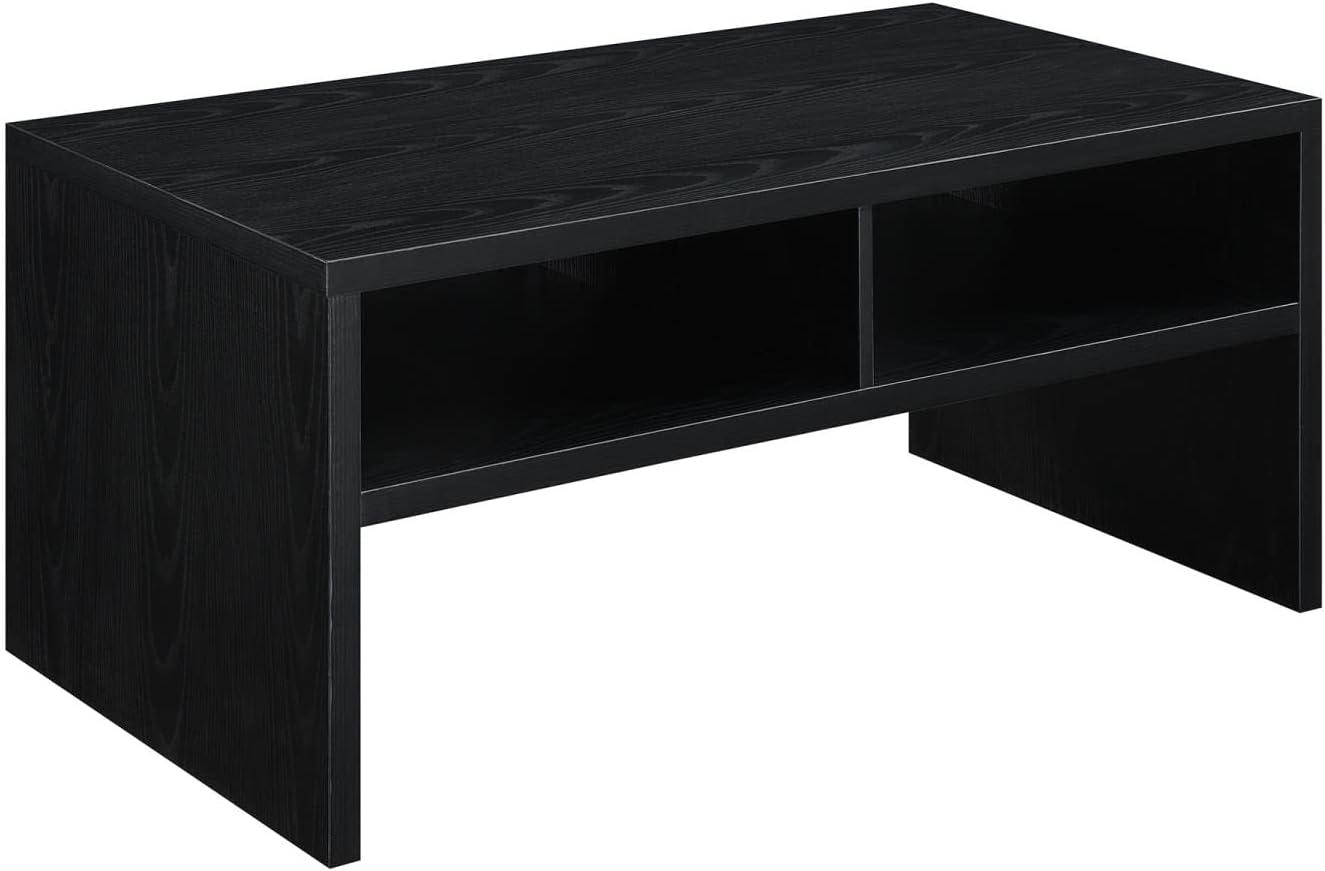 Modern Black Rectangular Coffee Table with Shelving, 40 in