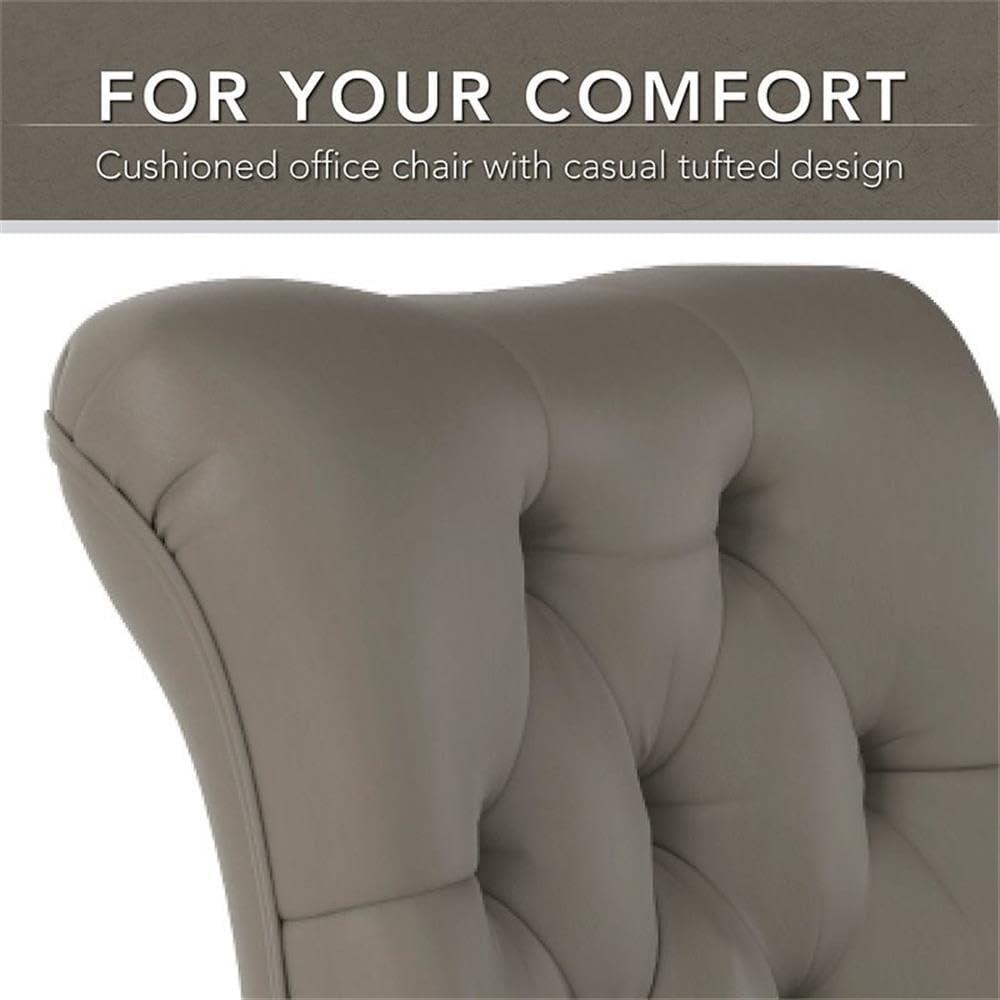 Bush Furniture Key West Mid Back Tufted Office Chair in Washed Gray Leather