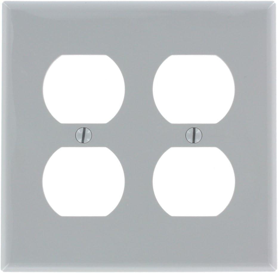 Gray Thermoplastic 2-Gang Duplex Outlet Wall Plate