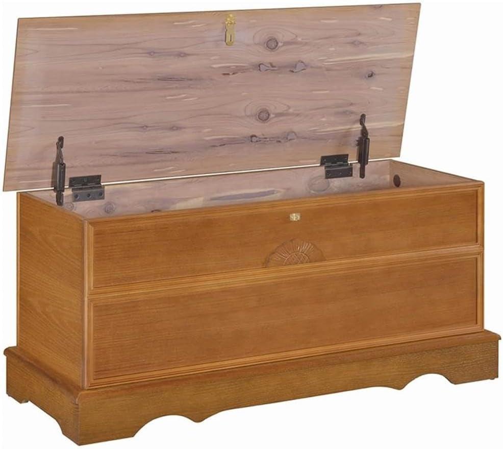 Natural Honey Cedar Wood Storage Chest with Sunflower Trim