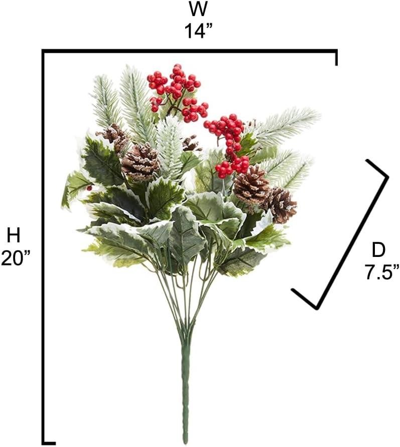 Artificial Holly Leaves Berries Christmas Bush