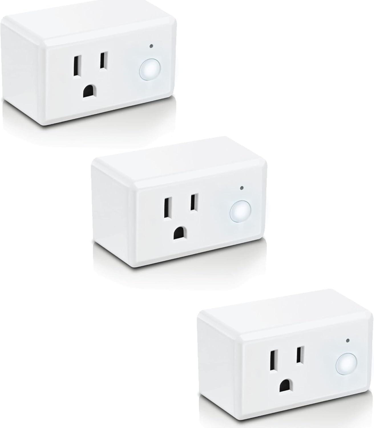 15-Amp Indoor Alexa / Google Assistant Compatible Wi-Fi Smart Home Plug with Night Light, No Hub Required (3-Pack)