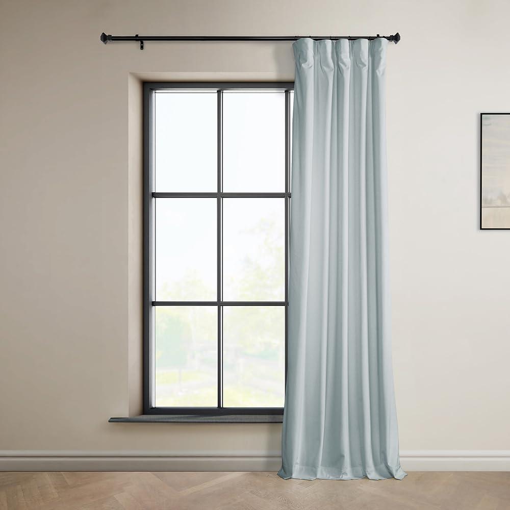 Half Price Drapes Aquarius Blue Heritage Plush Velvet Room Darkening Curtains (1 Panel), 50W X 108L