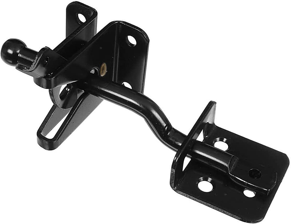 Spring Loaded Gate Latch with Cable and Ring - Powder Coated Black - Screws Included - DHSLGL