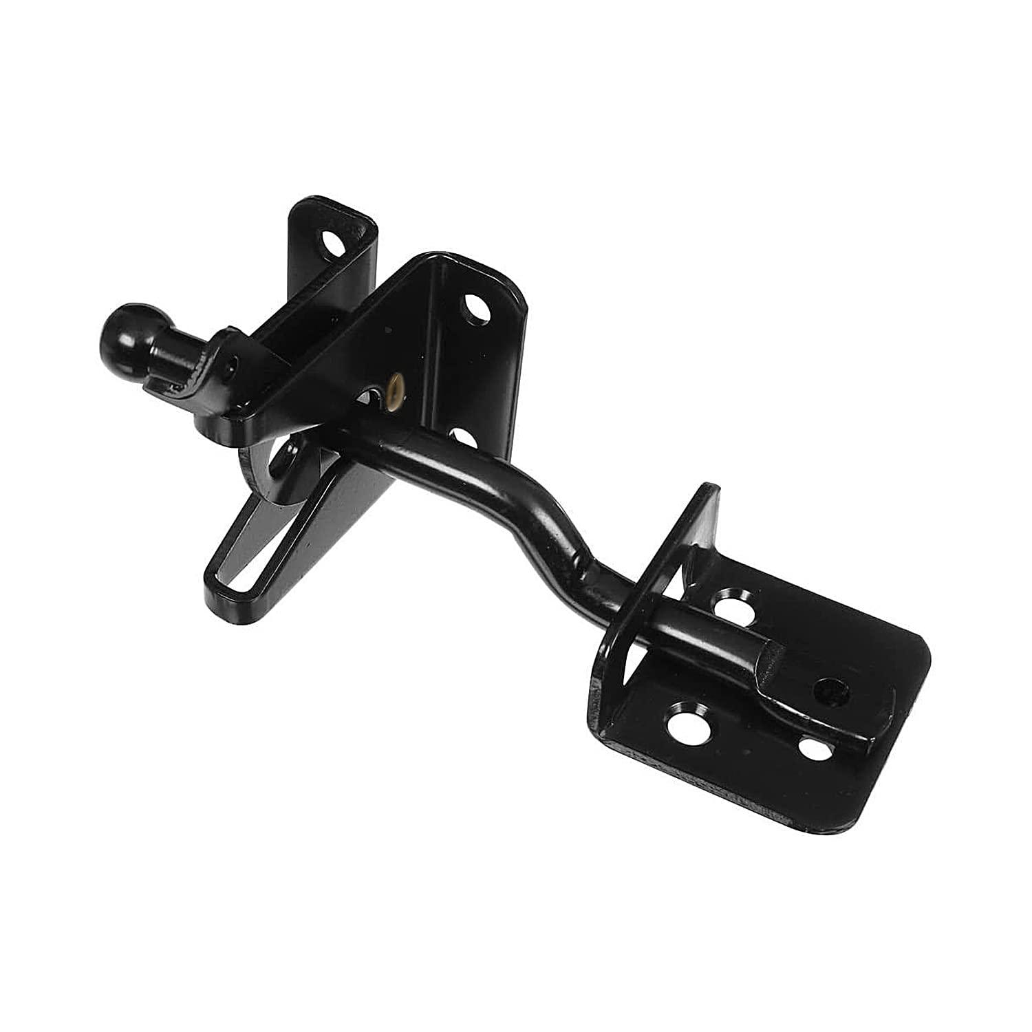 Spring Loaded Gate Latch with Cable and Ring - Powder Coated Black - Screws Included - DHSLGL