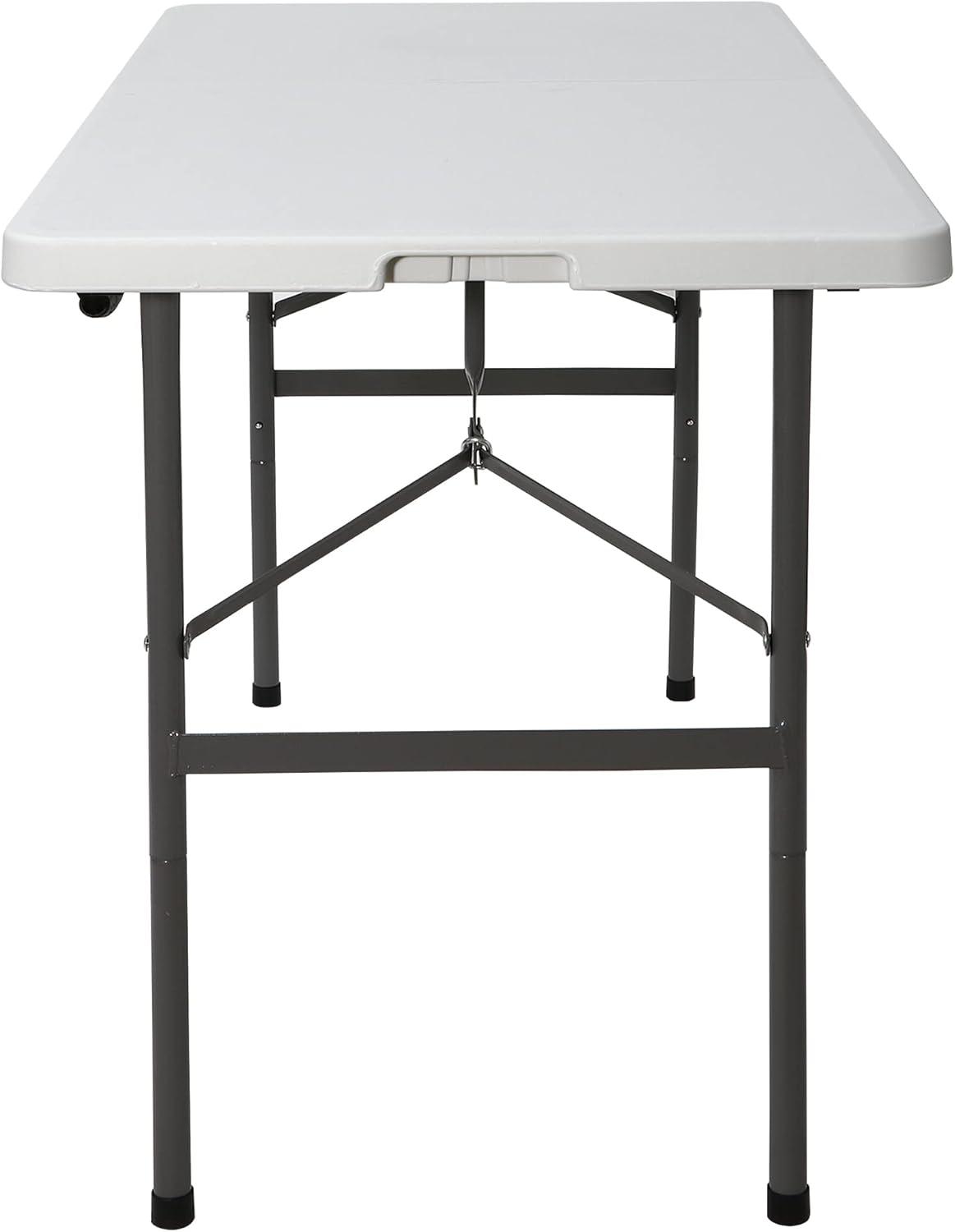 ZENY 4ft Portable Folding Table Plastic Indoor Outdoor Picnic Party Camp Dining Table with Handle, White