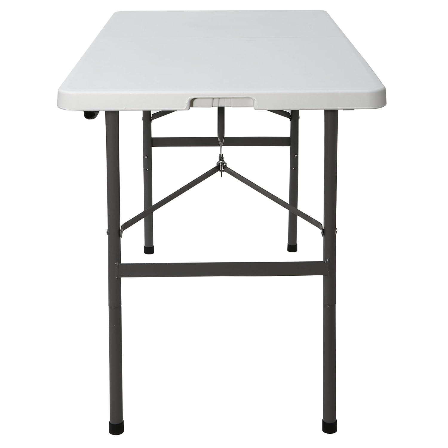 ZENY 4ft Portable Folding Table Plastic Indoor Outdoor Picnic Party Camp Dining Table with Handle, White