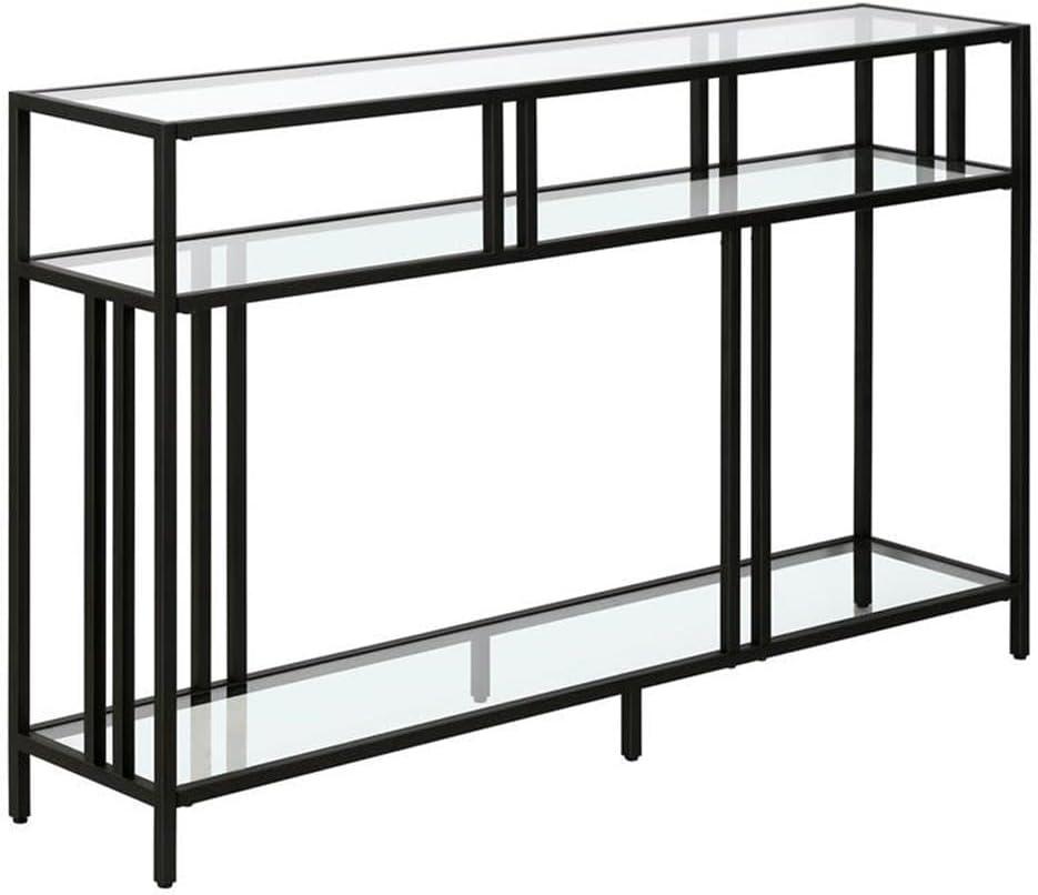 Henn&Hart 48" Blackened Bronze Metal/Glass Console Table