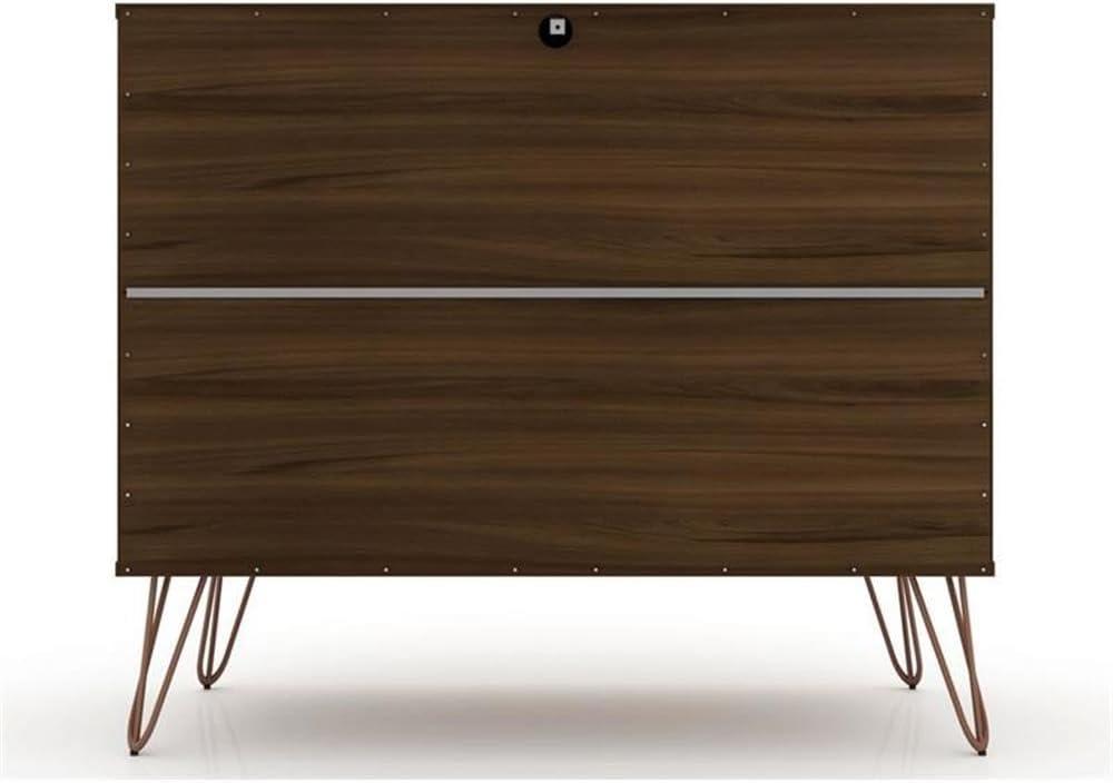 Manhattan Comfort Rockefeller Dresser Brown - Manhattan Comfort: MDF Composite Frame, 3-Drawer Storage for Bedroom, Assembly Required