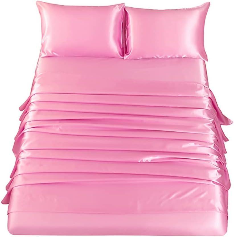 Blush Pink Queen Satin Deep Pocket Bed Sheet Set