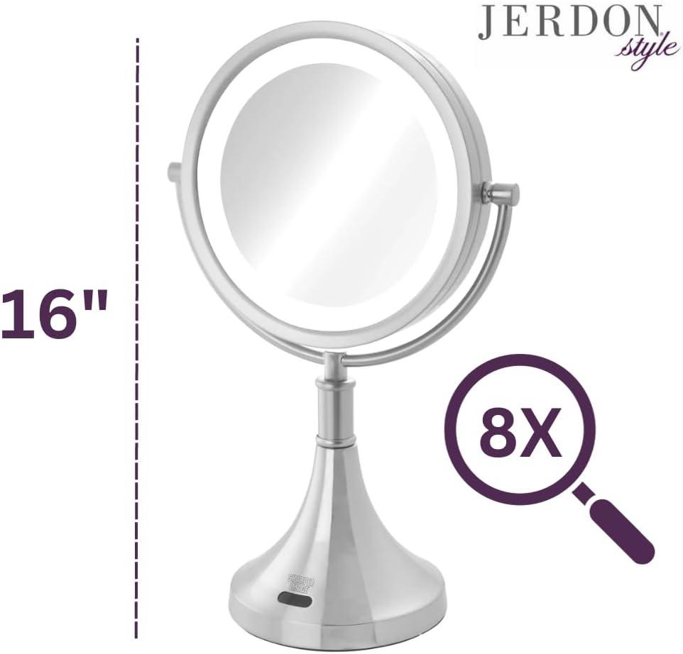 Nickel 8x Magnification Cordless LED Makeup Mirror
