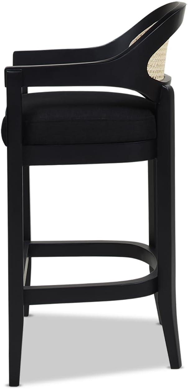 Americana 26" Cane Back Counter-Height Bar Stool Natural Black Polyester