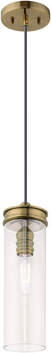 Livex Lighting Art Glass 1 - Light Pendant in  Antique Brass