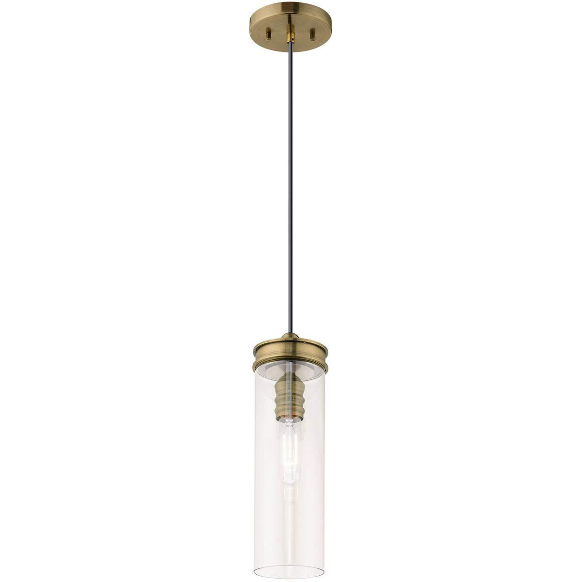 Livex Lighting Art Glass 1 - Light Pendant in Antique Brass