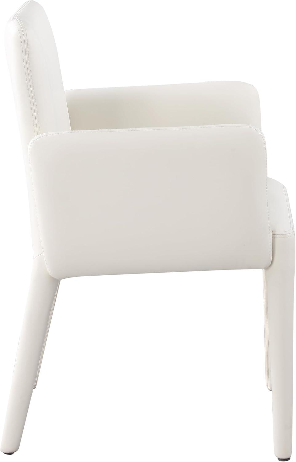 Cream Vegan Leather Upholstered Arm Chair with Iron Frame