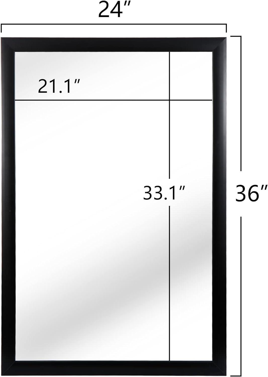 Rectangular Wall Mirror 24" x 36" Modern Decorative Bathroom Mirror for Bedroom, Entryway, Living Room, Vanity, Black