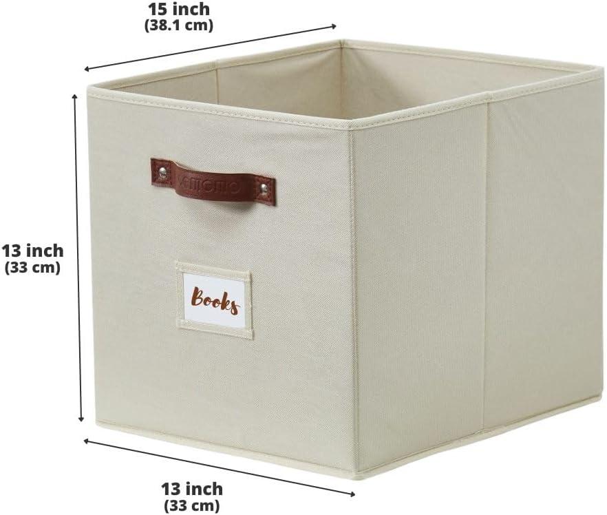 DECOMOMO Large Cube Storage Bin, Fabric Storage Bin, Organizing Cubes (Beige, Set of 4)