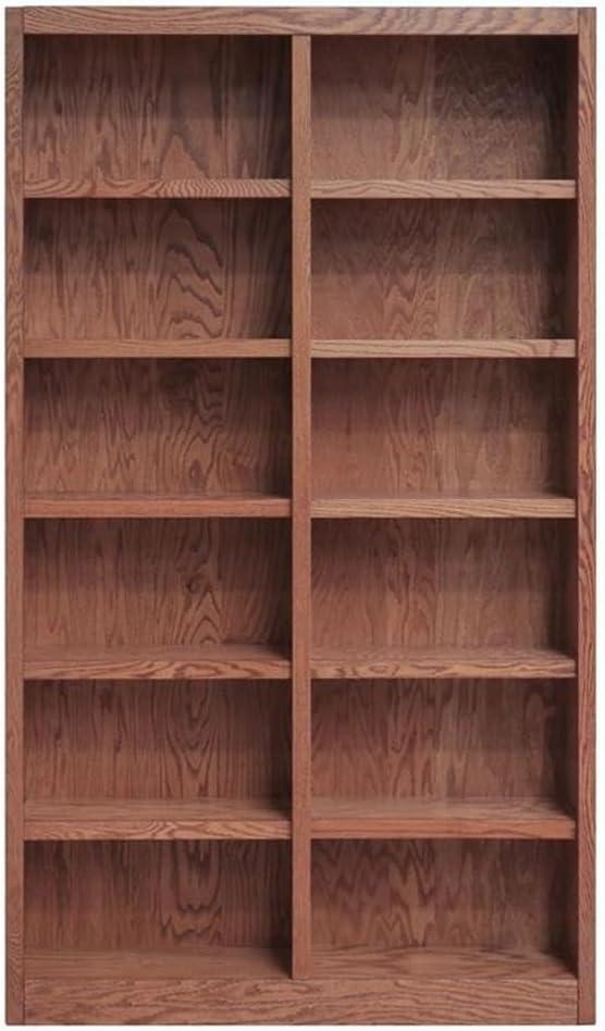 Bowery Hill 84" Tall 12-Shelf Double Wide Wood Bookcase in Dry Oak