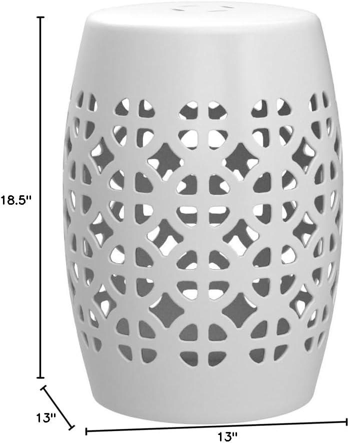 Circle Lattice Garden Stool - Indoor/Outdoor - ACS4508 - White - Safavieh