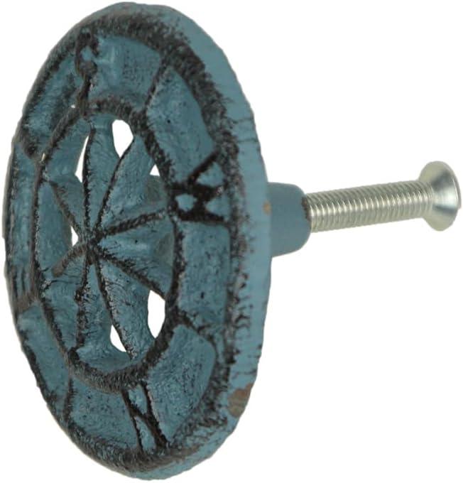 Zeckos Set Of 12 Light Blue Cast Iron Compass Rose Drawer Pulls Cabinet Hardware Knobs (Set of 12)
