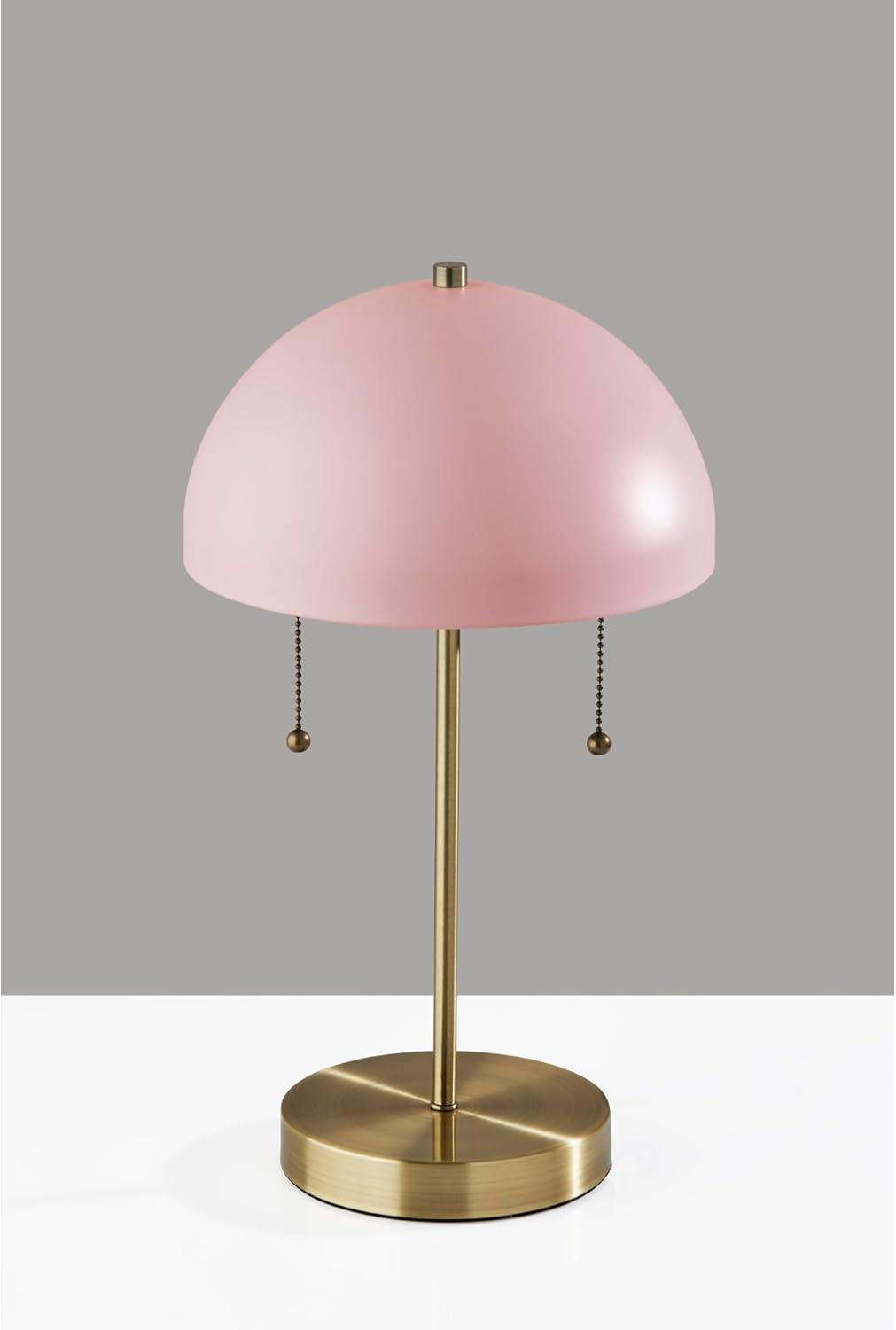 Bowie Antique Brass Table Lamp Light Pink - Adesso: Vintage-Inspired, Dual Pull Chain, ETL Listed, No Assembly Required