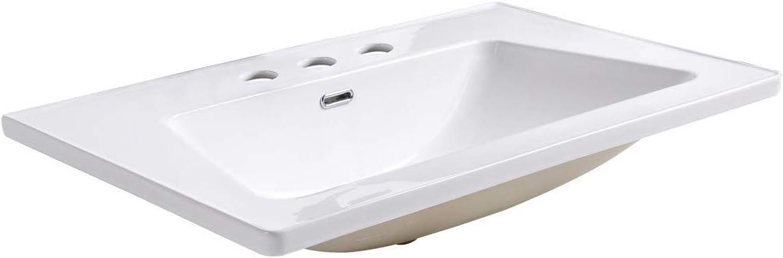 Lydia 31.5'' White Porcelain Rectangular Drop-In Bathroom Sink