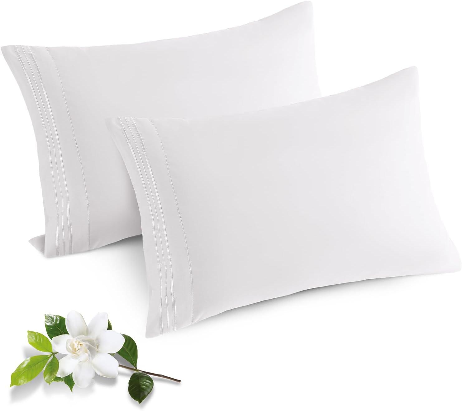 White Standard Size Polyester Pillowcase Set