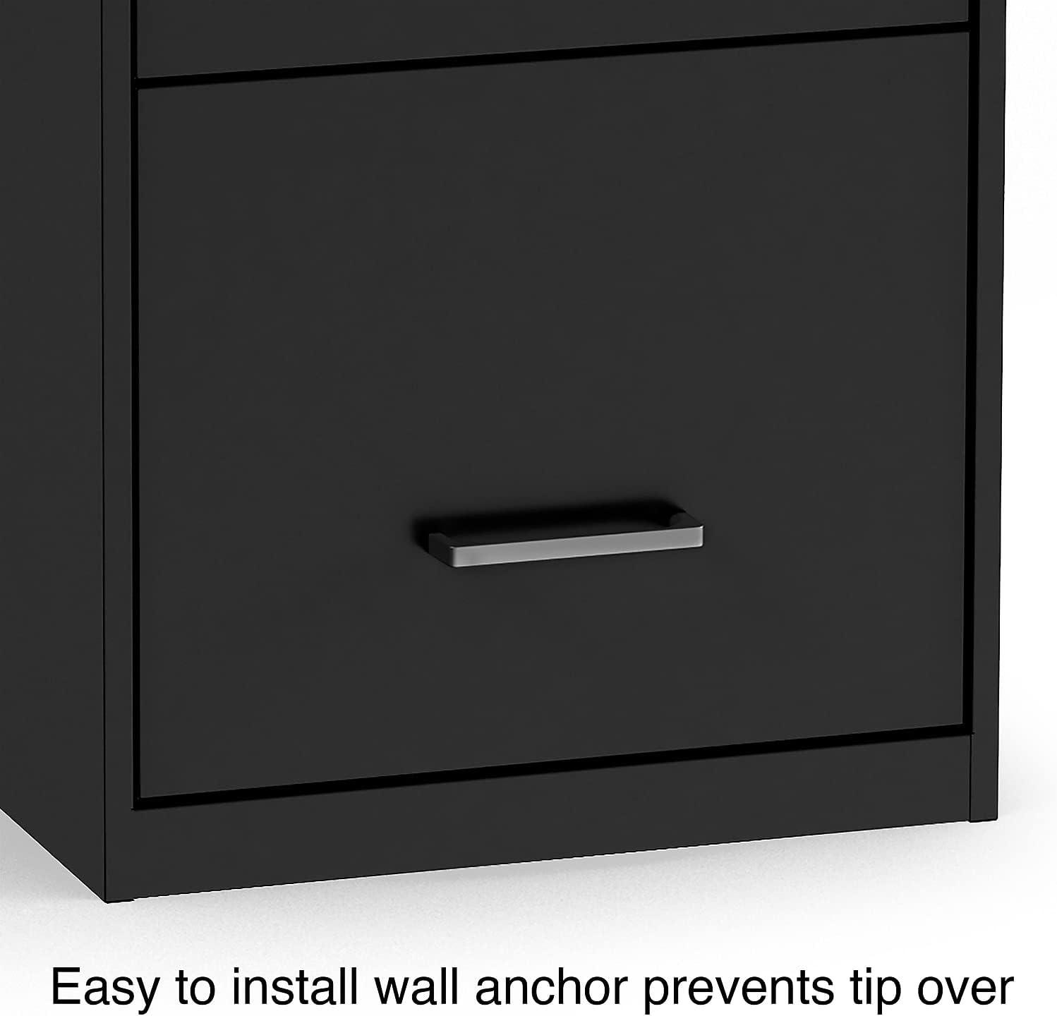 Staples 2806770 3-Drawer Vertical File Cabinet Locking Letter Black 18-Inch D (52151)