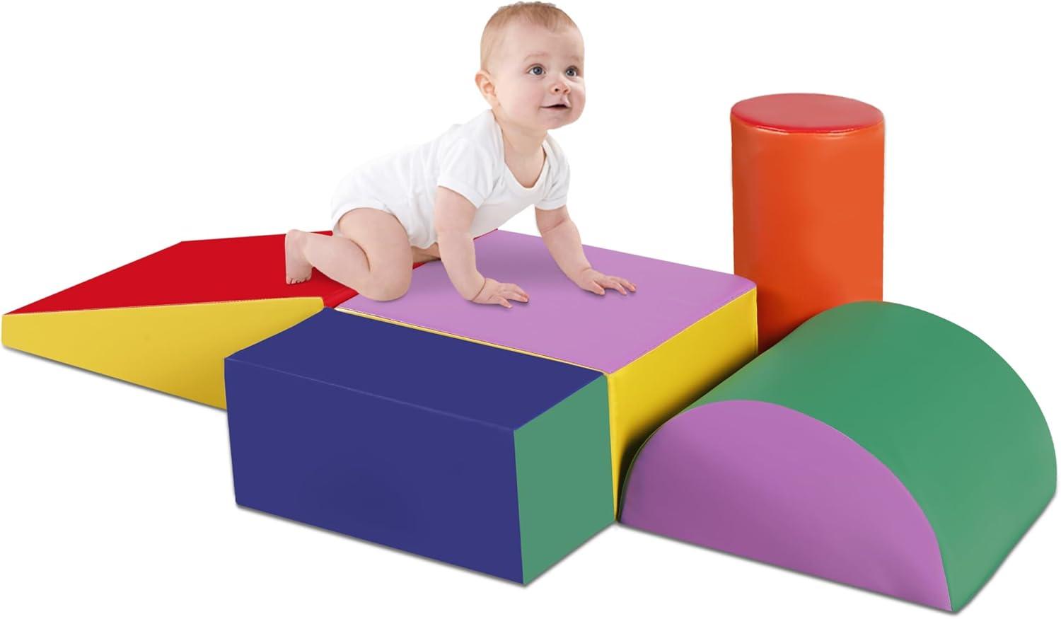 Climb And Crawl Activity Play Set - 5 Piece Soft Zone Climbing Blocks Lightweight Foam Shape Toy – Play22Usa