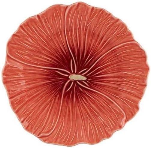 Pink Ceramic Floral Round Dessert Plates, Set of 4