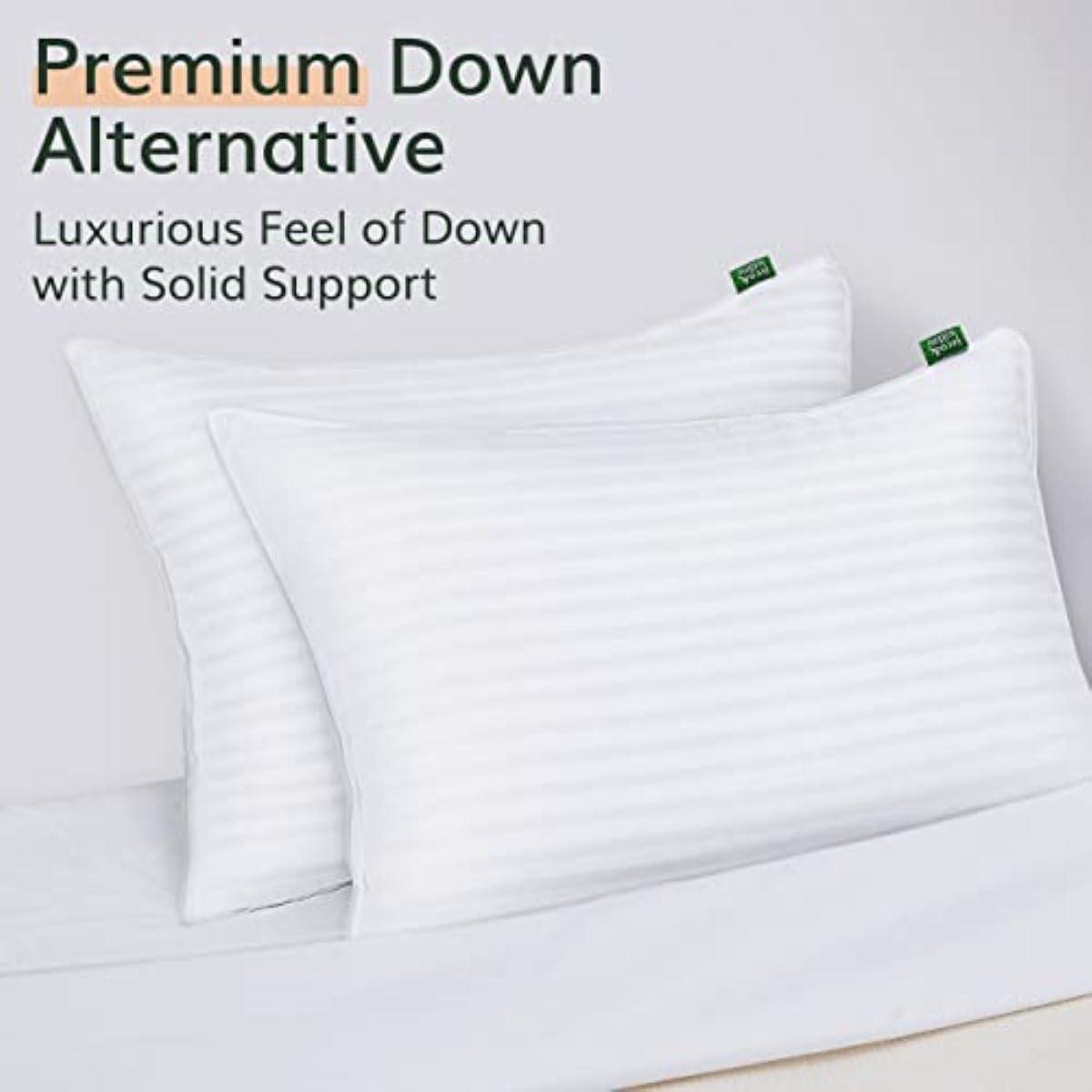 King Size White Hypoallergenic Down Alternative Pillows - Set of 2