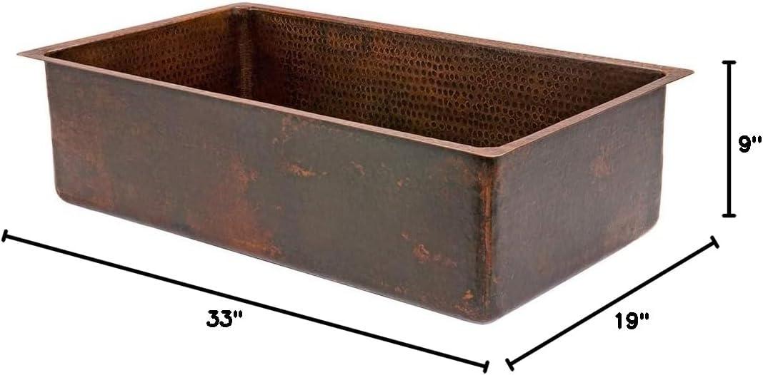 33" Hammered Copper Single Basin Kitchen Sink