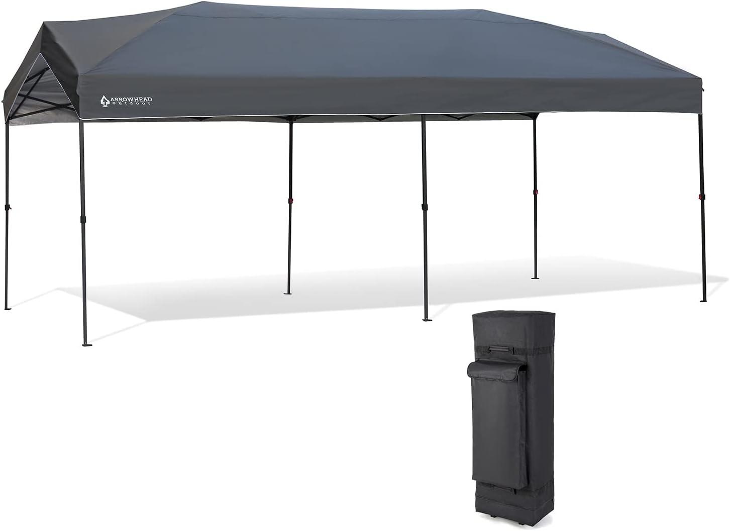 Gray 10'x20' Steel Pop-Up Canopy with Wheeled Carry Bag