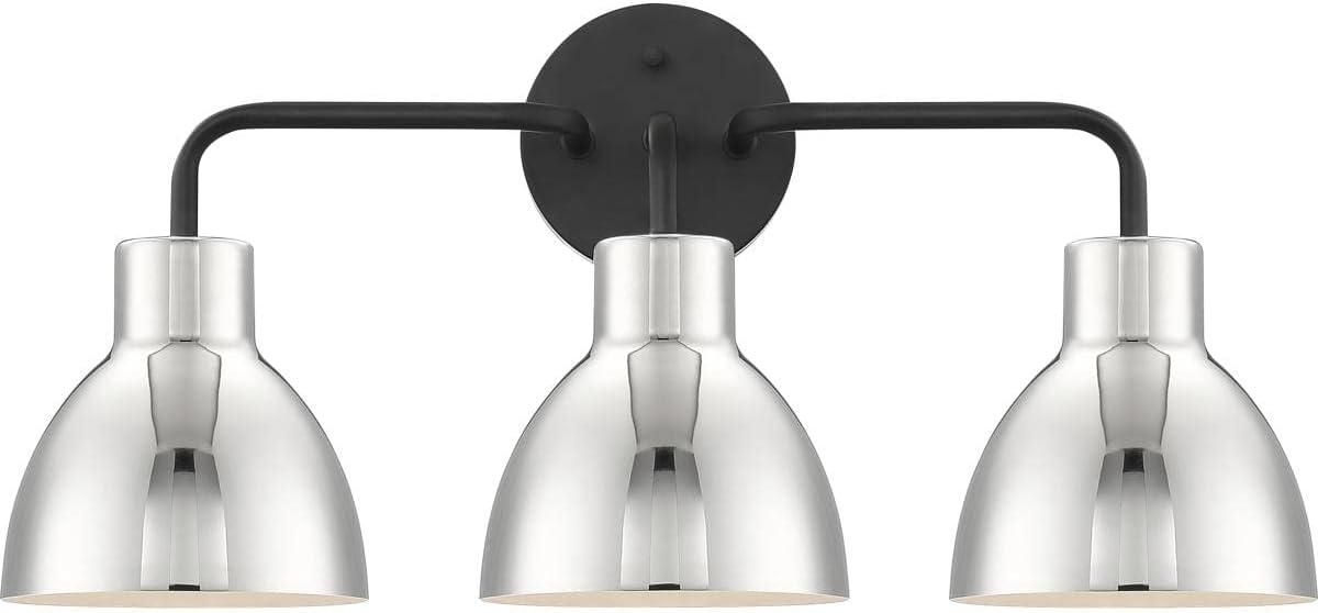 Sloan 22" Matte Black and Polished Nickel 3-Light Vanity Fixture