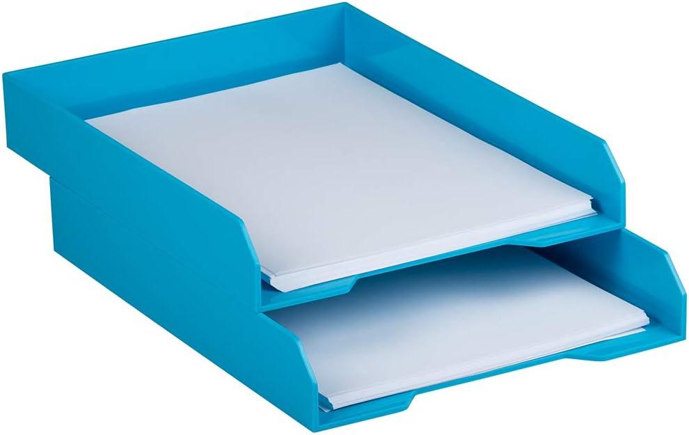 JAM PAPER Stackable Paper Trays - Blue - Letter Tray - Sold Individually 9.75 "  x 12.5 "  x 6 "