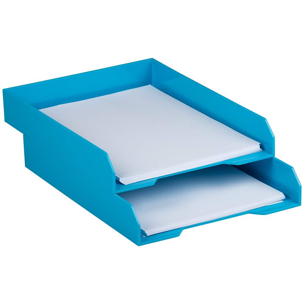 JAM PAPER Stackable Paper Trays - Blue - Letter Tray - Sold Individually 9.75 "  x 12.5 "  x 6 "
